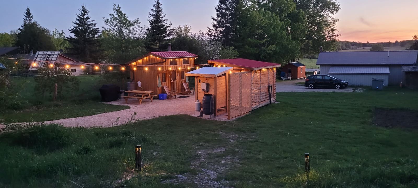 View of tiny home cabin near Blue Mountain ski resort