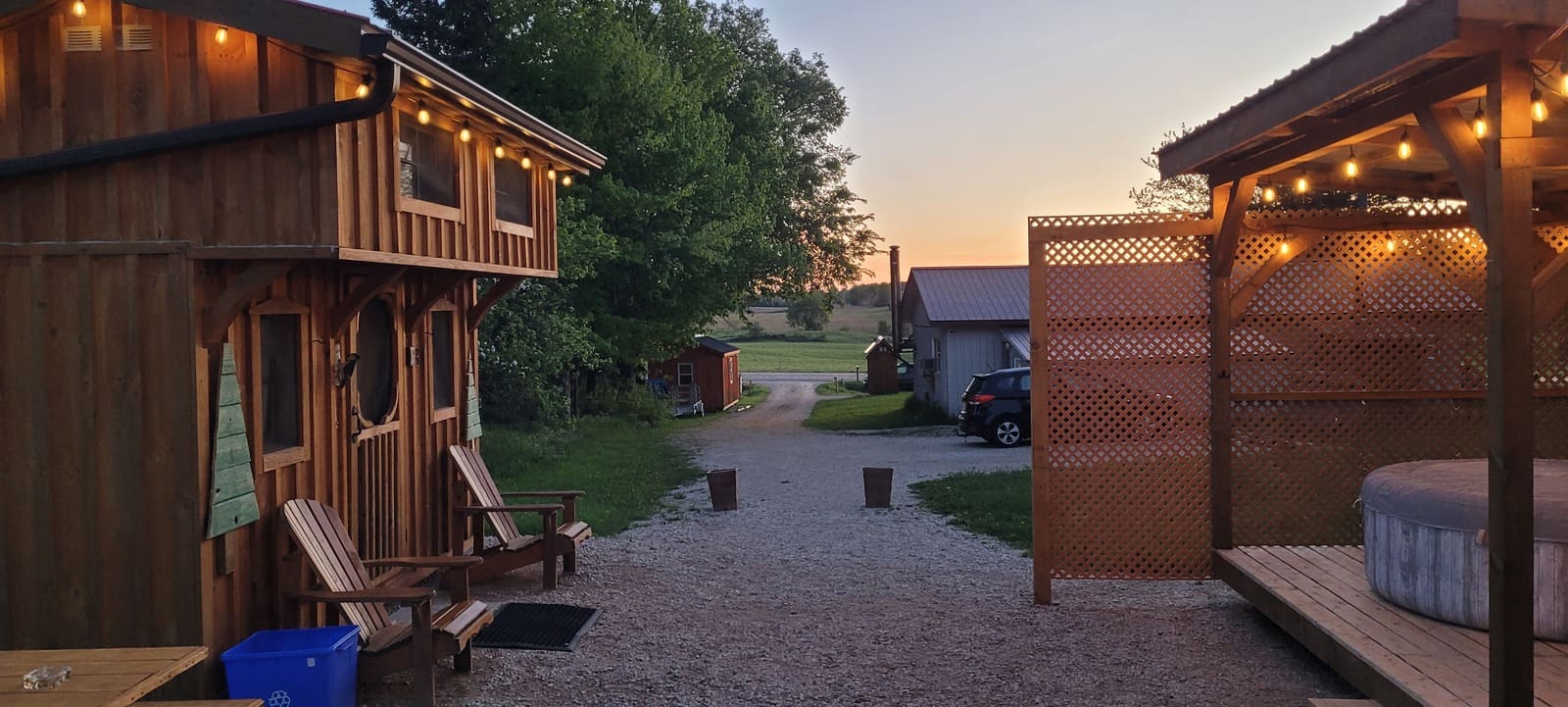 Looking West down the driveway at tiny home near Owen Sound