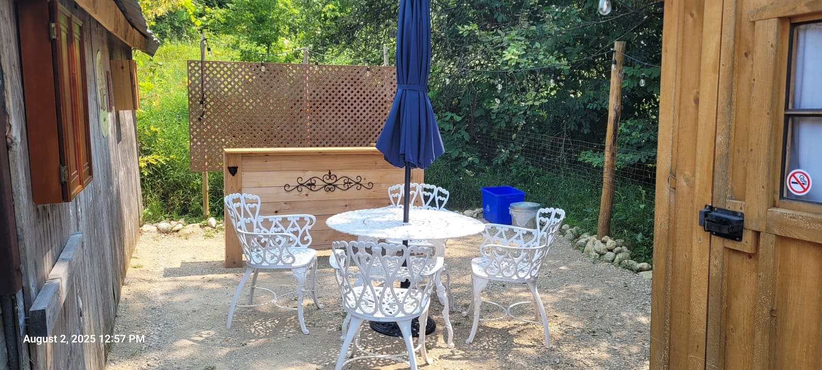 Bar area and seating at tiny home near Owen Sound attractions