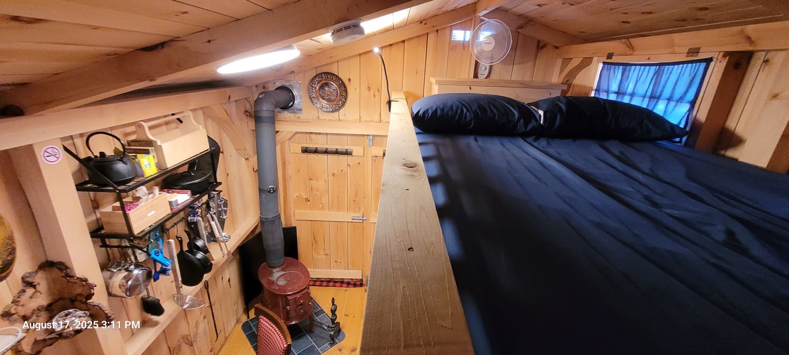 Sleeping loft at tiny home rental near Owen Sound Ontario